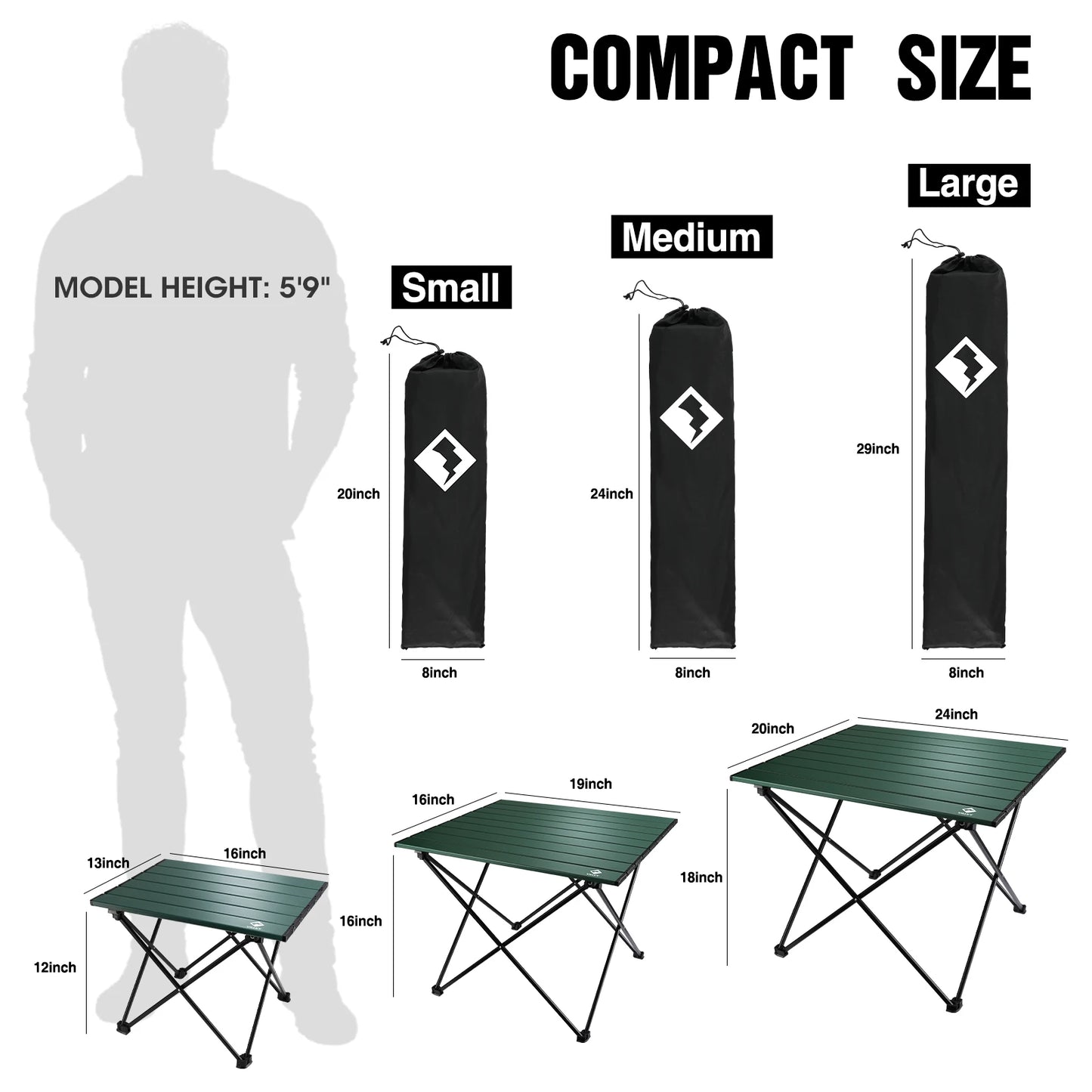 VILLEY Ultralight Camping Side Table Aluminum Folding With Carry Bag