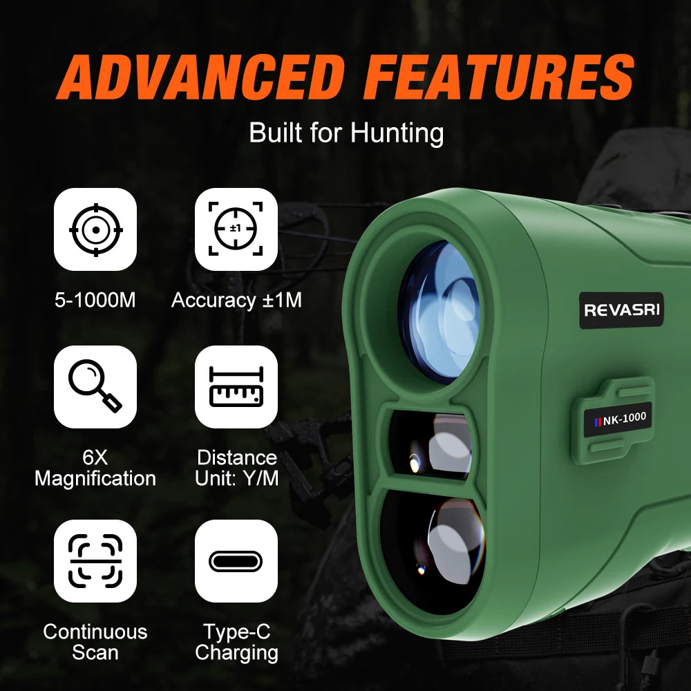 REVASRI 1000M Rangefinder With Speed Scan Golf Slope Hunting
