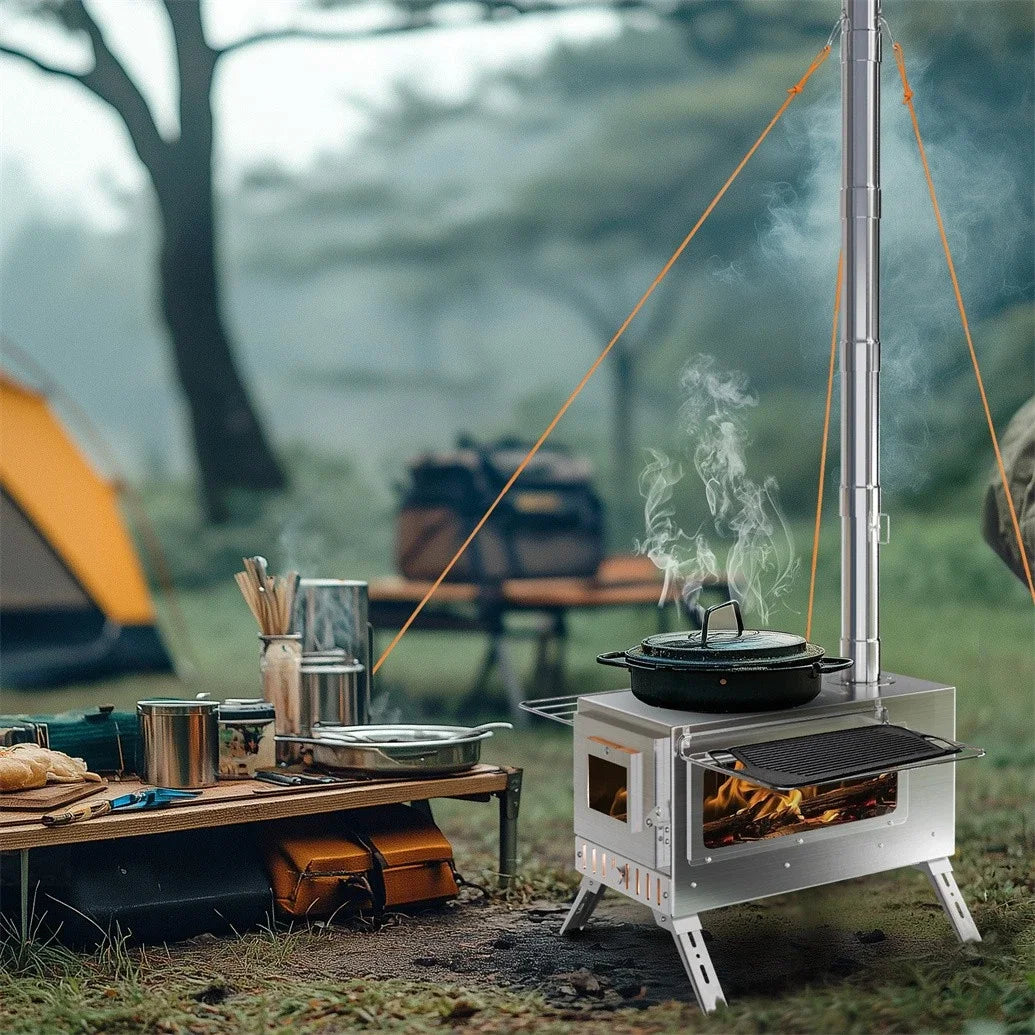Hot Tent Wood Burning Portable Stove With Chimney Pipes