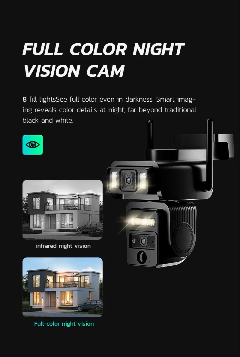 Solar Dual-Lens WIFI Security Camera With Battery Outdoor