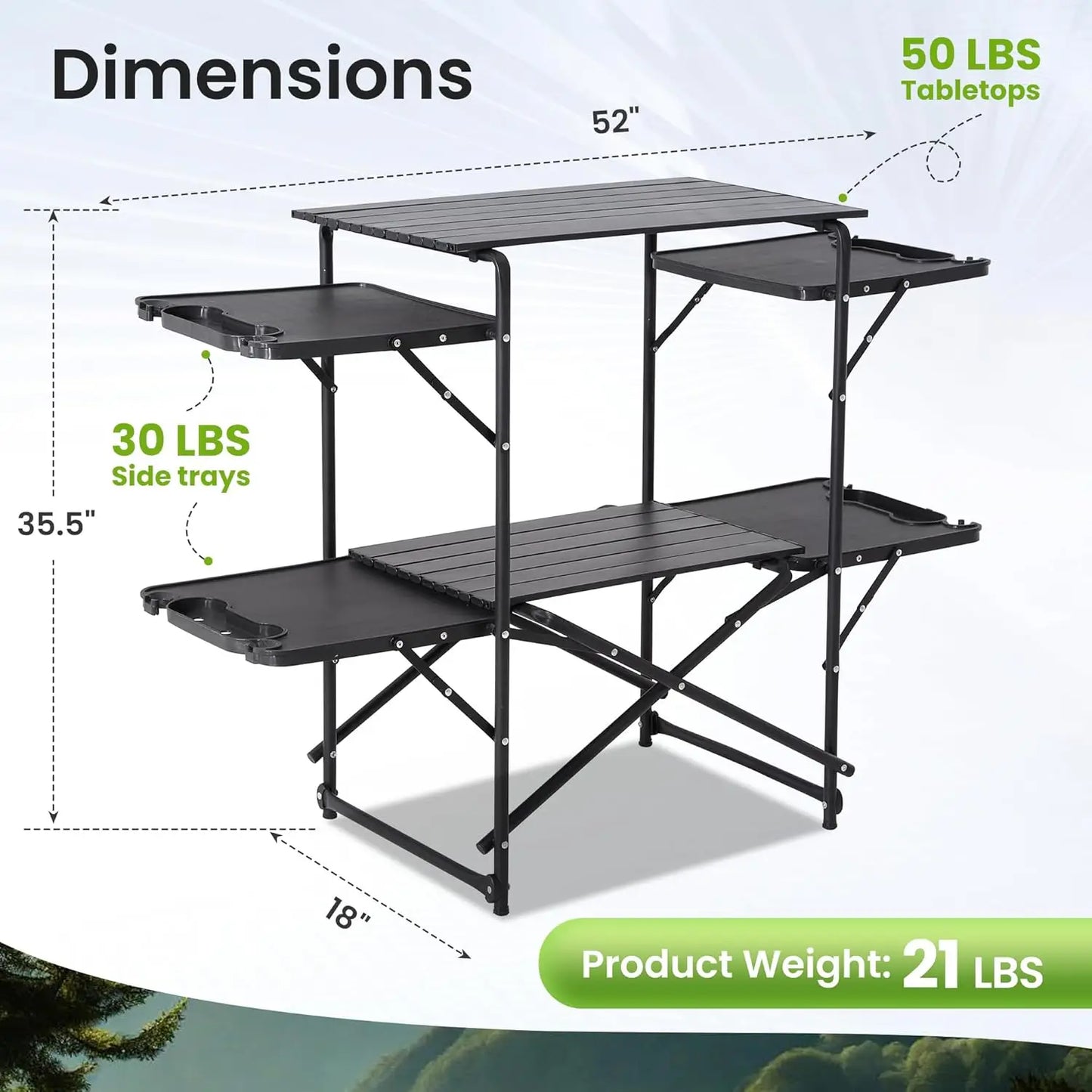 Slim-Fold Camping Kitchen Table and Outdoor Cook Station