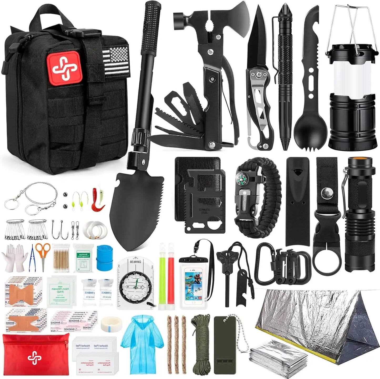 Emergency Survival Kit With First Aid Molle Bag Tent