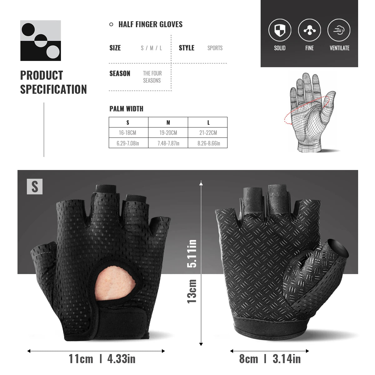 Breathable Anti Slip Fingerless Cycling Gloves for Training Unisex