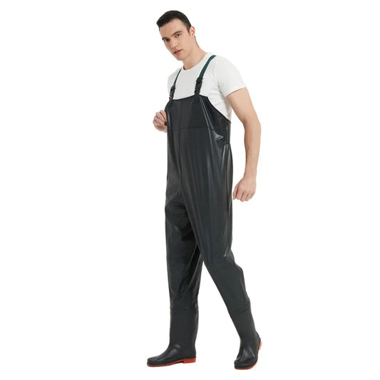 PVC Anti-Slip Chest Waders With Boots For Fishing Durable