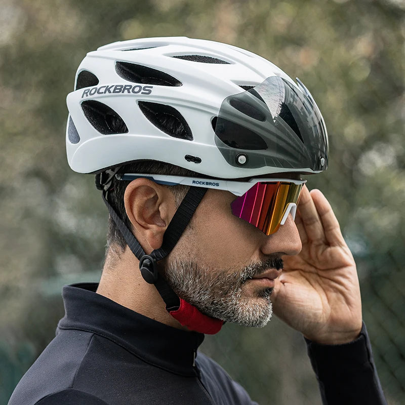 ROCKBROS Cycling Helmet With Integrated Goggles For MTB Road