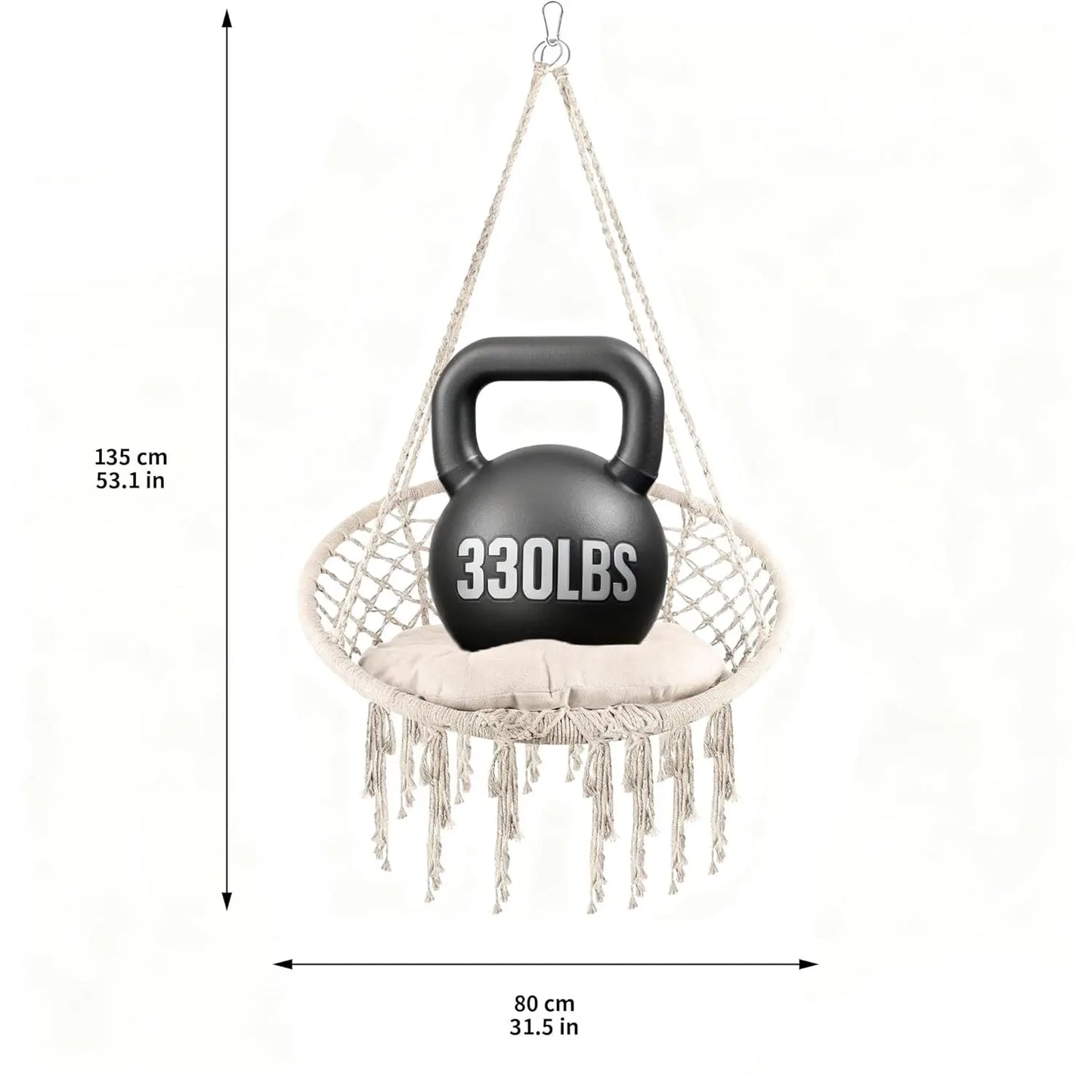 Macrame Hammock Swing Chair With Cushion And Hardware Kit