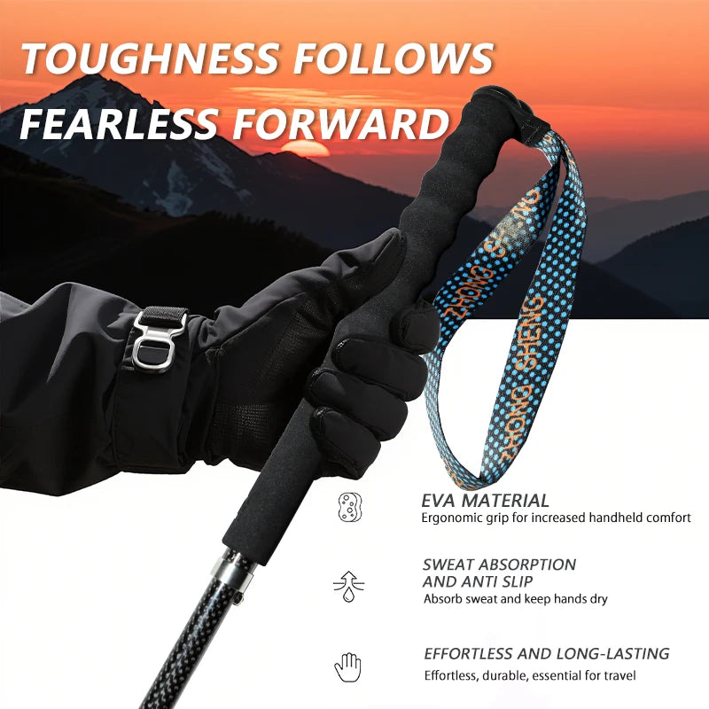 OKHEALING T800 Carbon Fiber Trekking Poles Lightweight Collapsible